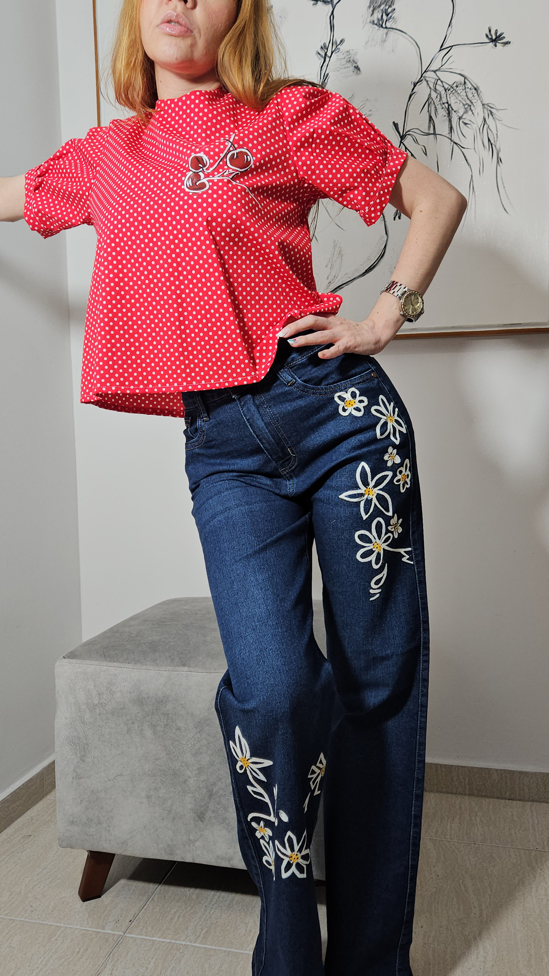 Blusa Roja Pepas Blancas