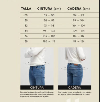 tABLA DE MEDIDAS jEANS. FOTO TOMADA DE xLIVE