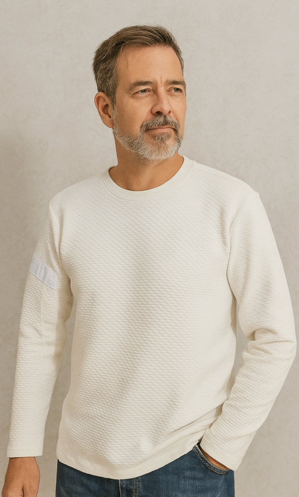 Camiseta marfil manga larga hombre