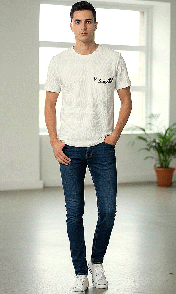 Camiseta manga corta con bolsillo pintado