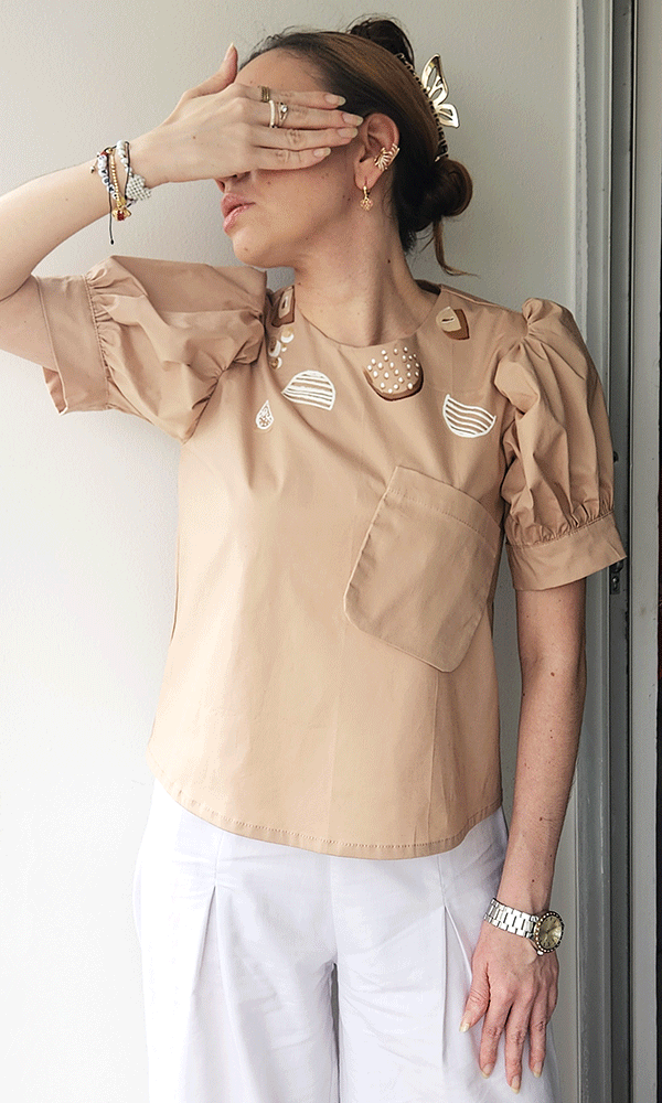 Blusas Moca claro pintada manual