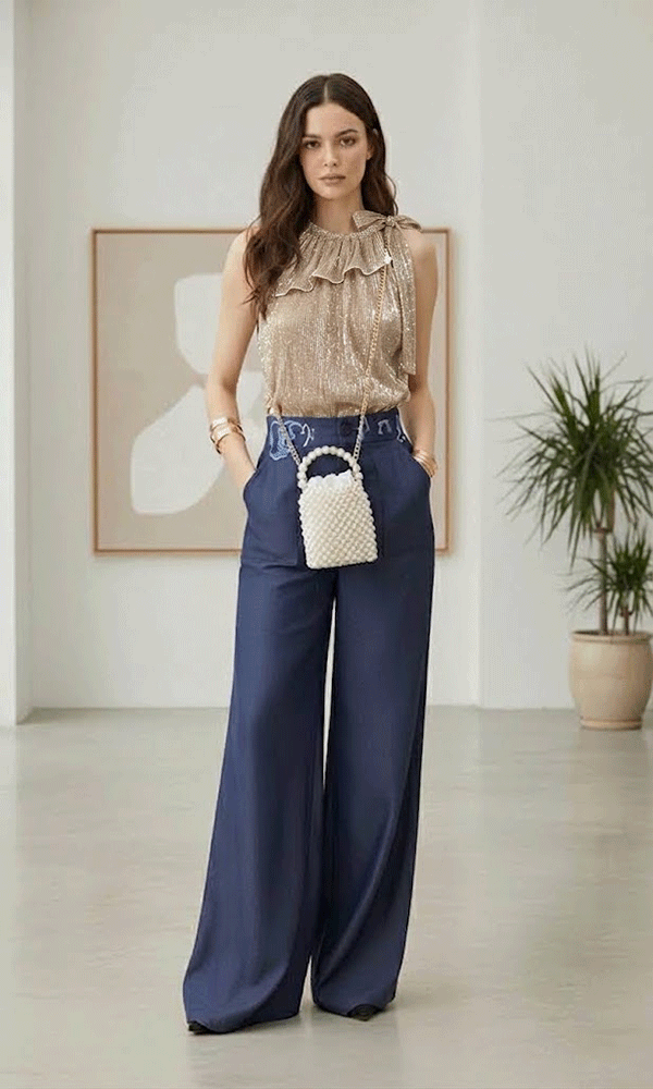 Blusa velo plisado Nude